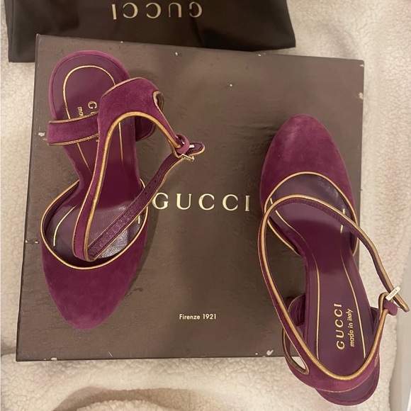 Gucci Authentic heels Nappa silk  5226. Purple, 36 - Picture 3 of 6